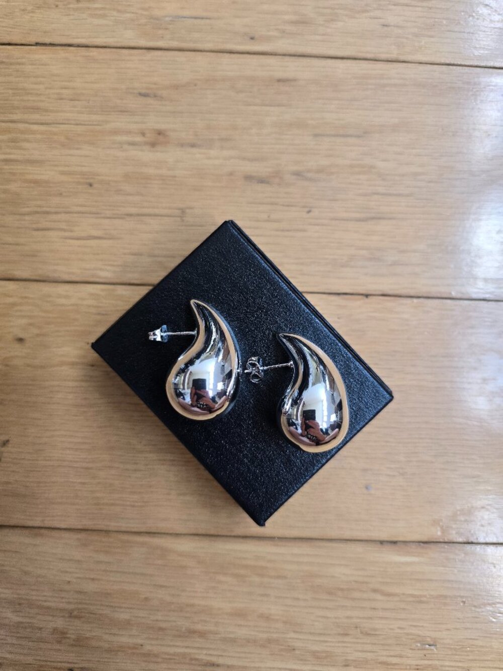 Y2K silver teardrop liquid metal chunky abstract minimalist post earrings